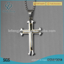 Mens celtic white gold Edelstahl Halskette Kreuz Anhänger